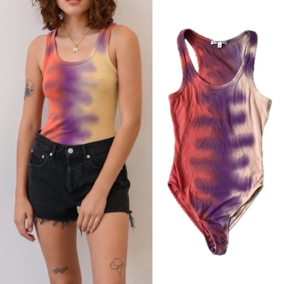 Agolde Tops - AGOLDE Rib Tank Bodysuit in Trip Tie Dye Size XS
